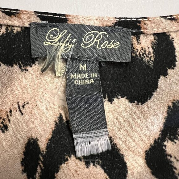 Lily Rose Women's Animal Print Long Flare Bow Sleeve Top Size Medium Lightweight - Picture 8 of 9